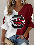Women'S Football Print Waffle  Top