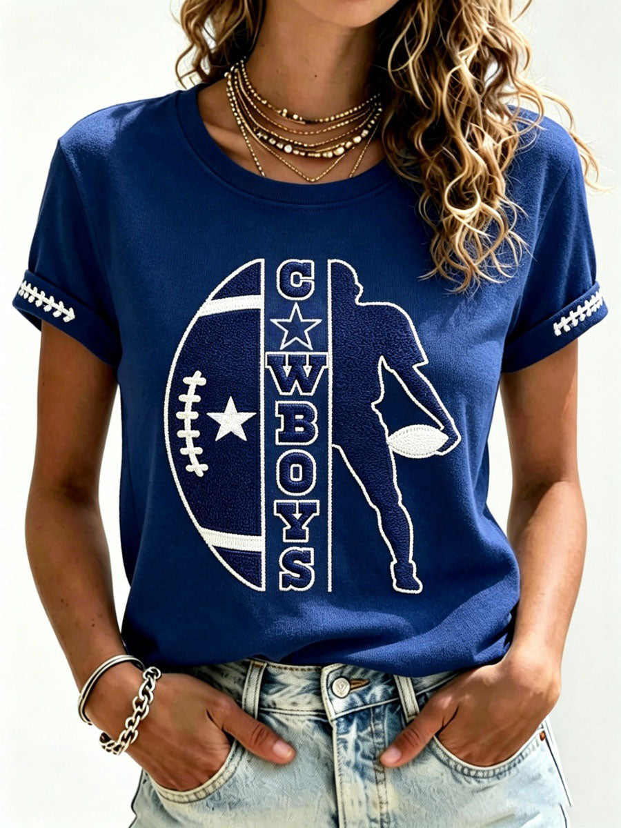 Women's Football Game Print Casual T-Shirt