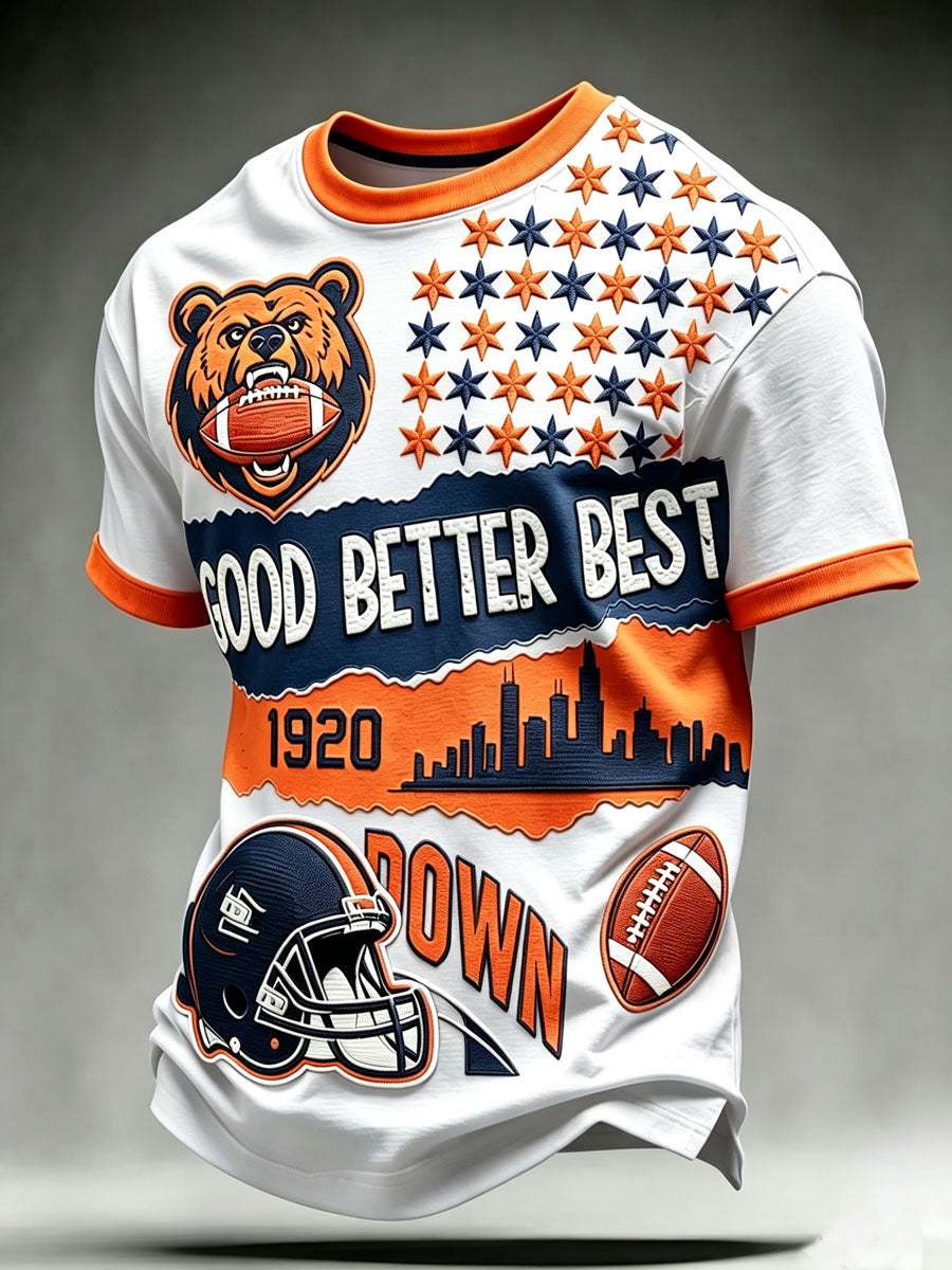 Men'S Football Fan Print Casual T-Shirt