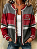 Women'S Football Printed Knitted Cardigan