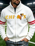 Men's Football Printed Jacquard Knitted Zipper