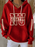 Women'S Football Print Hooded Sweatshirt