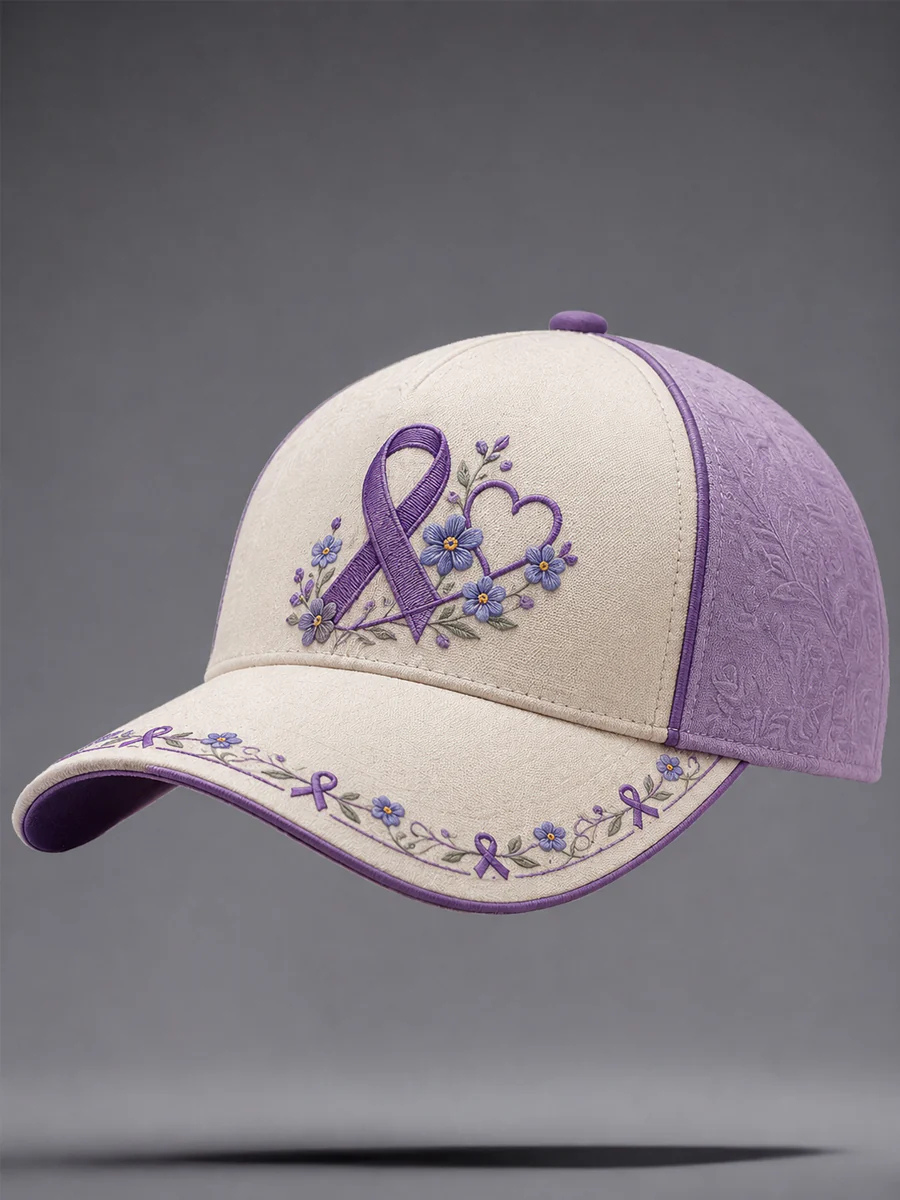 Neutral Cancer Breast Ribbon Printed Casual Hat