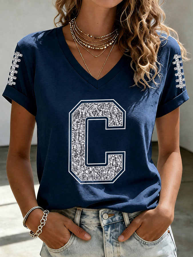 Women's Football Printed Casual T-shirt