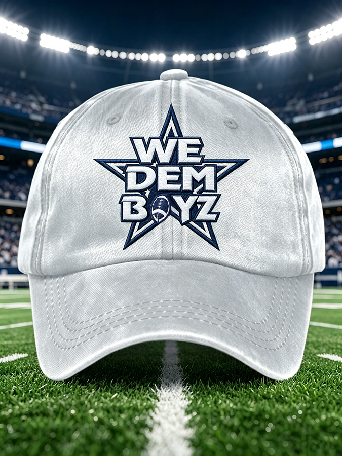 Unisex Football Print Washed Duckbill Cap