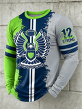 Men's Seattle Football Printed Waffle Long Sleeved Round Neck Sweatshirt