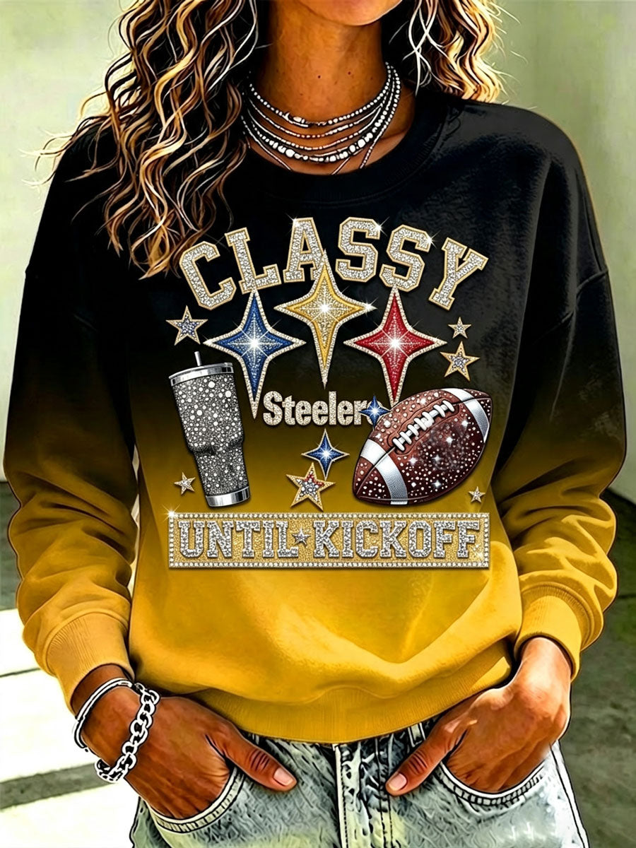 Women's Football Fan Gradient Printed Casual Sweatshirt