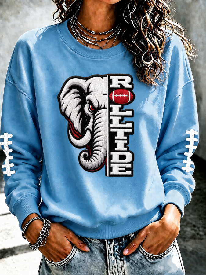 Women'S Football Printed Round Neck T-Shirt