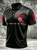 Men'S Retro Football Print Polo T-Shirt