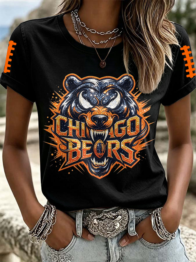 Women'S Retro Football Printed T-Shirt