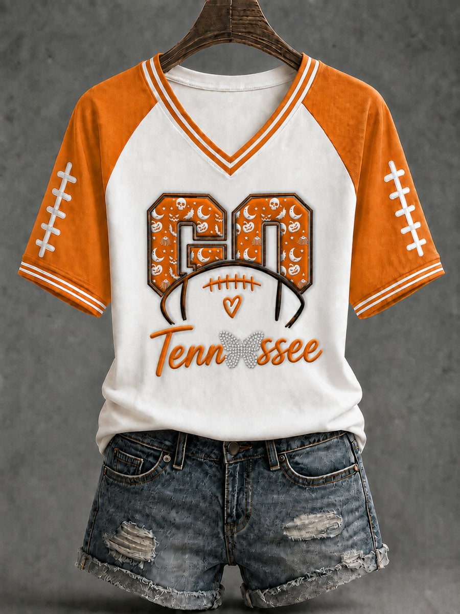 Women's Football Commemorative Printed Casual T-Shirt