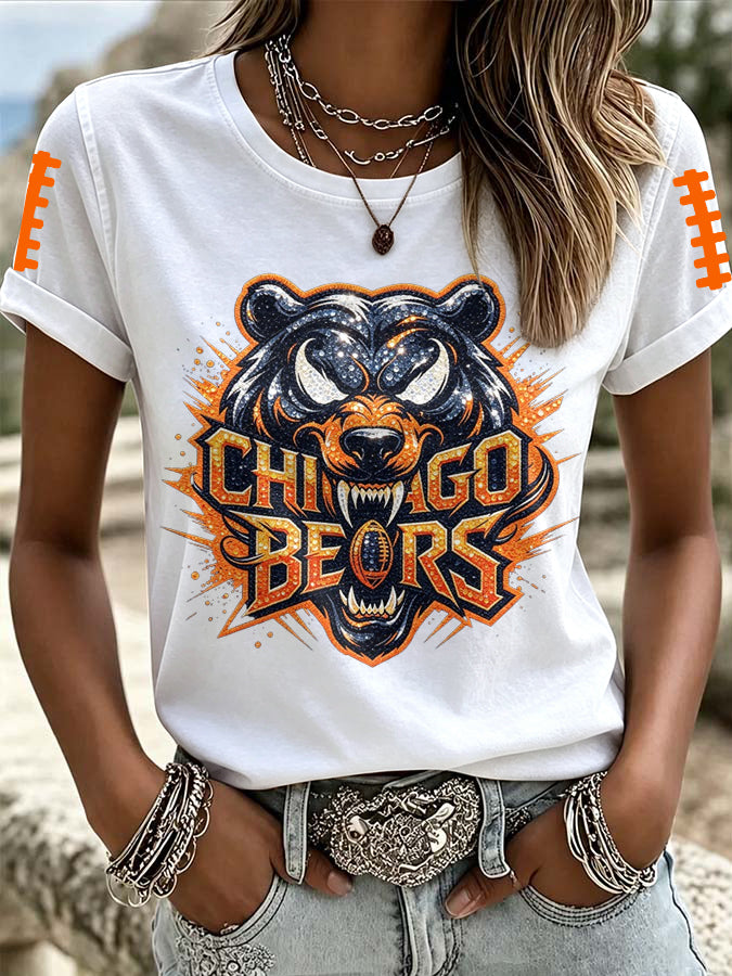 Women'S Retro Football Printed T-Shirt