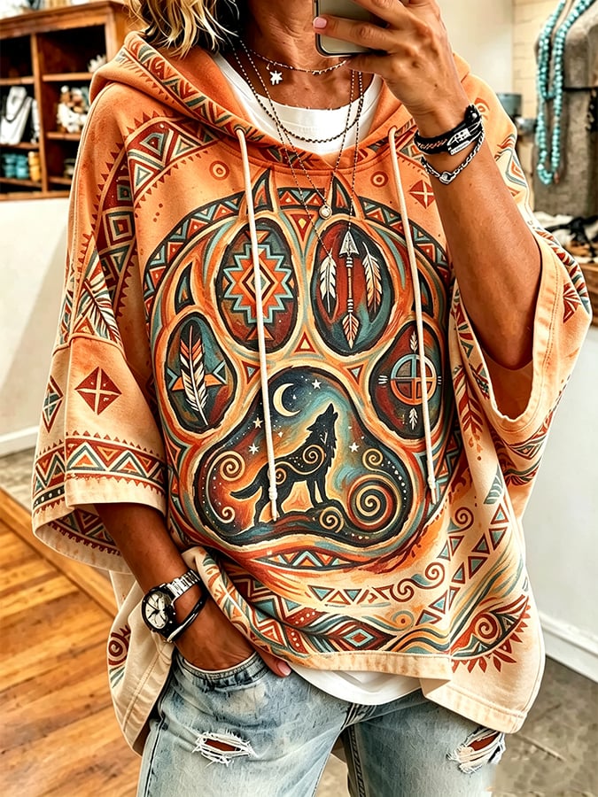Women's  Retro  Orange Shirt Day  Print Top