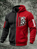 Men's University Team Football Printed Zipper Hoodie