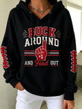 Women's Football Fan Printed Vintage Hoodie