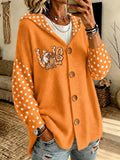 Women'S Football Print Long Sleeved Cardigan