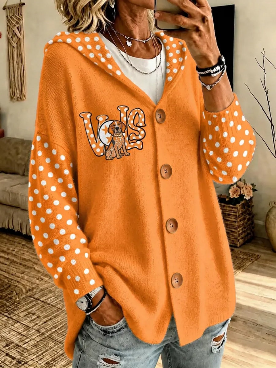 Women'S Football Print Long Sleeved Cardigan