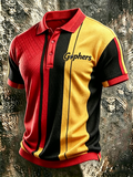 Men'S Retro Football Print Polo T-Shirt