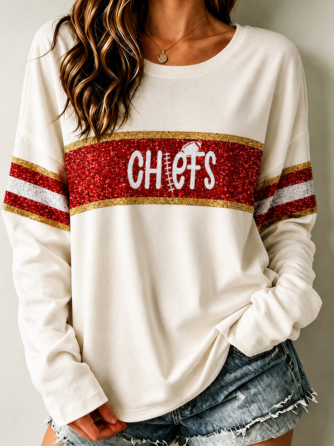 Women'S Football Printed Long Sleeved Shirt