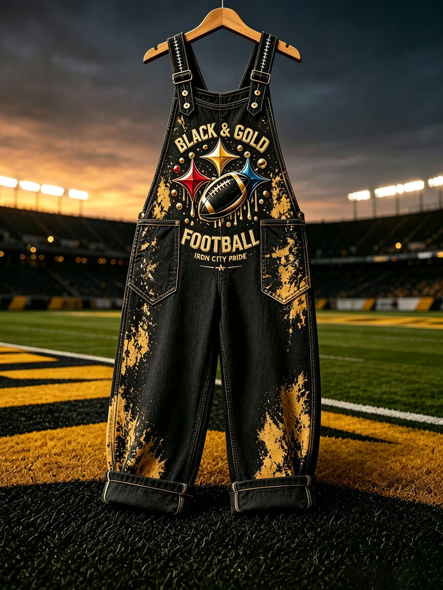 Women's Football Fans Print Patchwork Jumpsuit