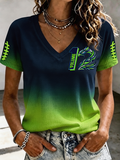 Women's Football Gameday Gift For Football Fans V-Neck Tee