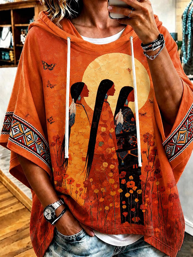 Women's Indigenous Art Print Loose Sweatshirt