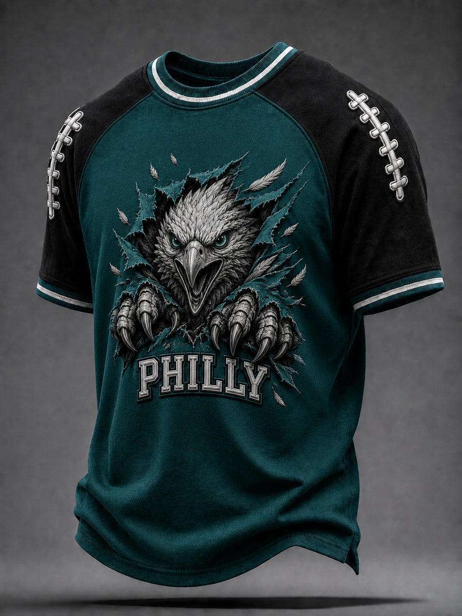 Men'S Eagles Fans Football Print Short Sleeve T-Shirt
