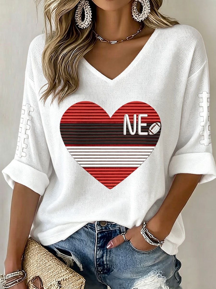 Women'S Football Print Waffle  Top