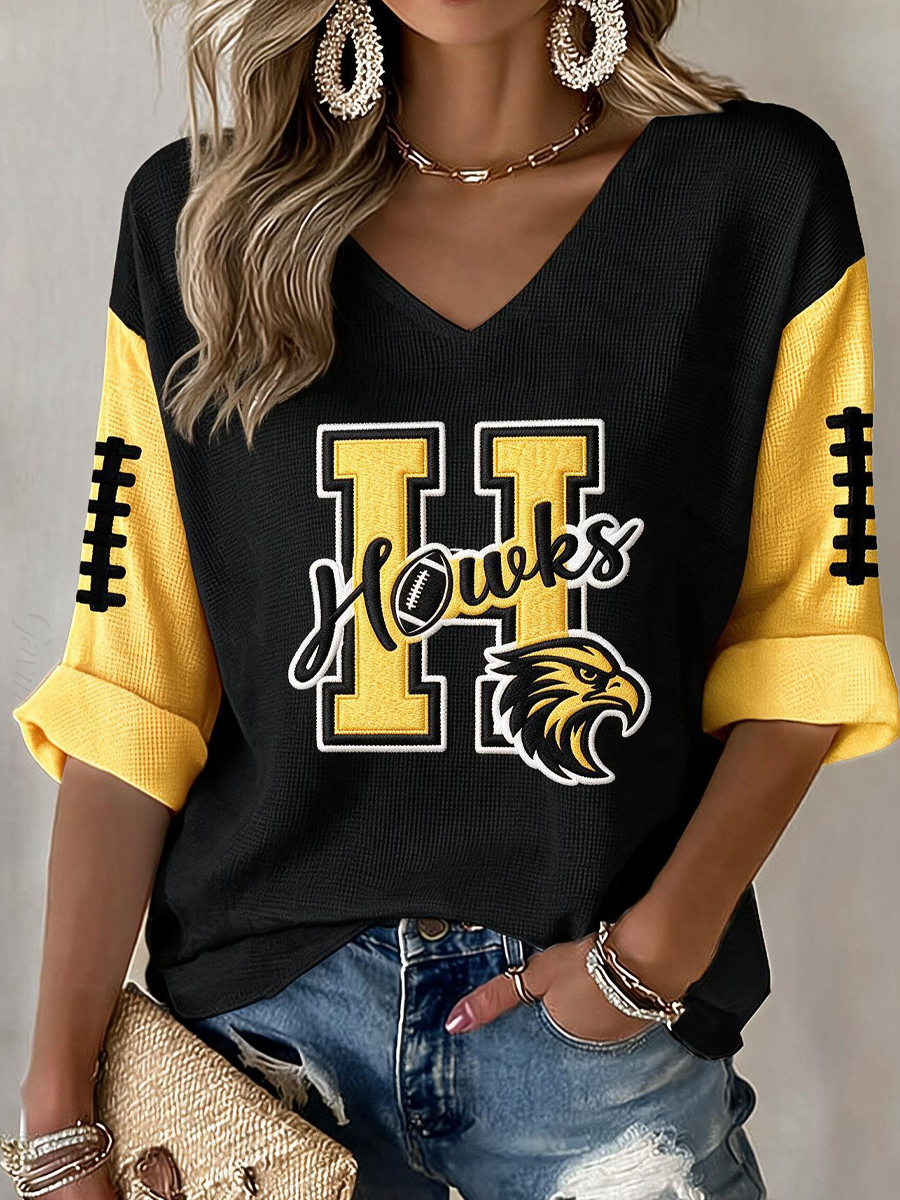 Women'S Football Print Waffle Top