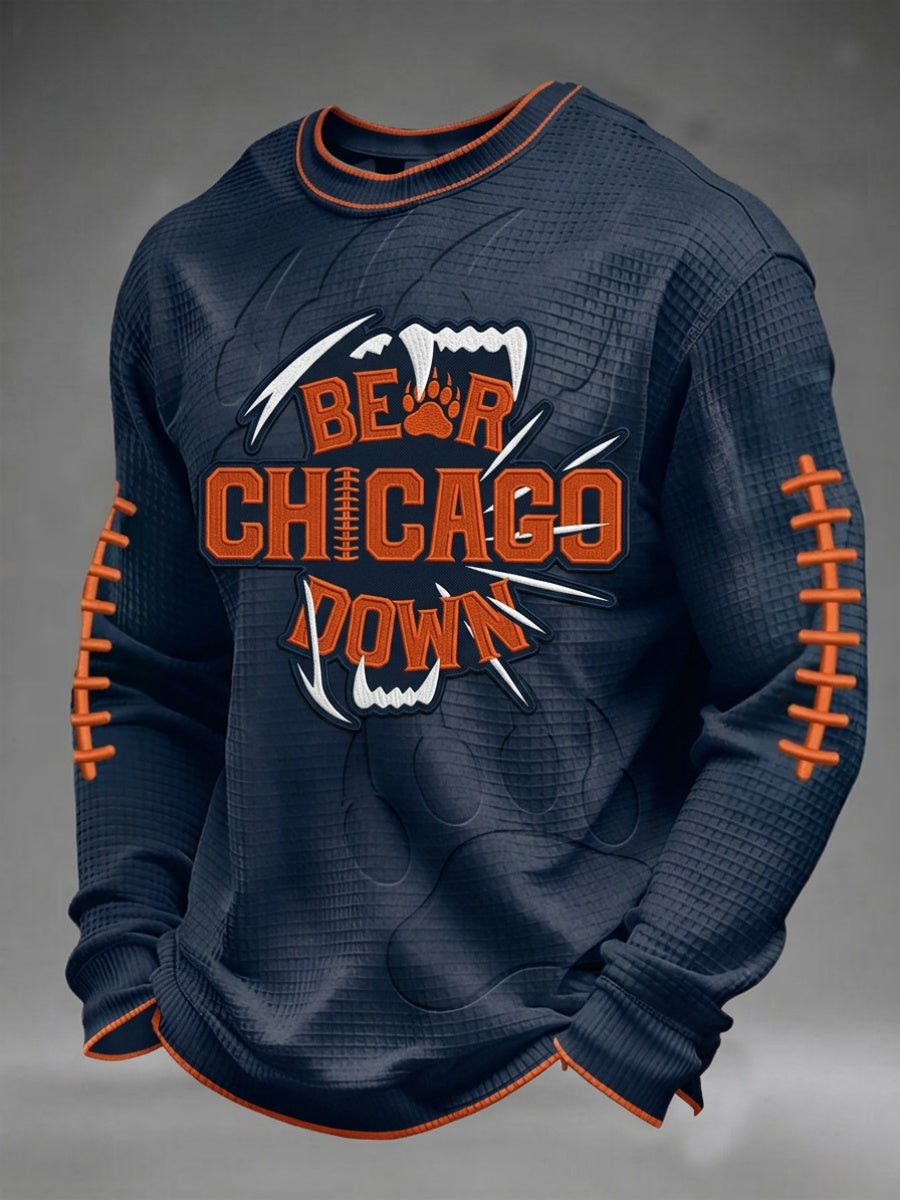 Men'S Football Printed Waffle Sweatshirt