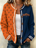 Women's Football Pattern Knitted Cardigan Top