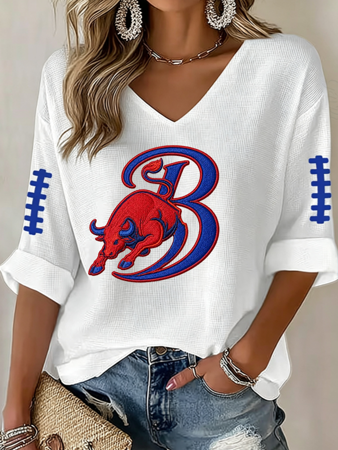 Women's Go Football Waffle Top