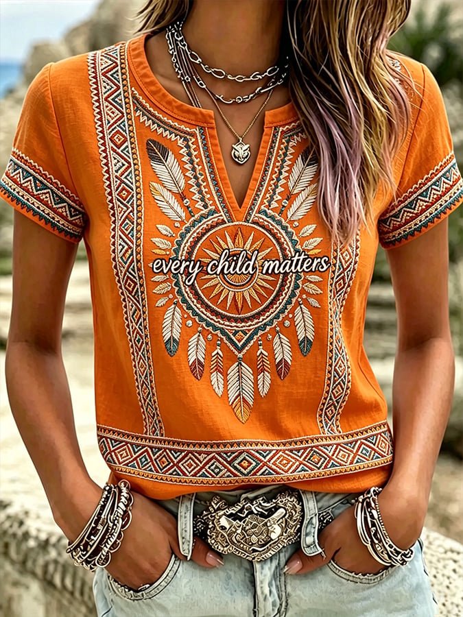❤️Buy 3 Get 20% Off❤️Women's Retro Orange Shirt Day Print T-shirt
