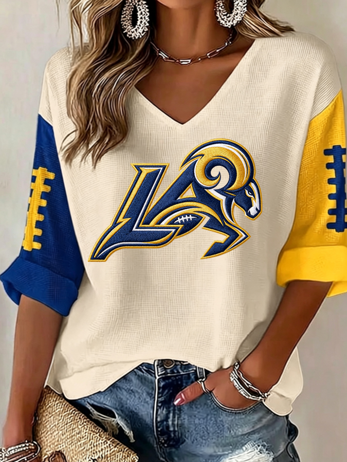 Women'S Football Print Waffle Top