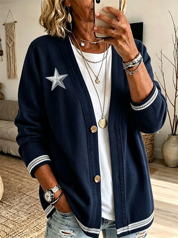 Women'S Football Printed Cardigan