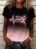 Faith Over Fear Pink Ribbon Gradient Short Sleeve T-shirt