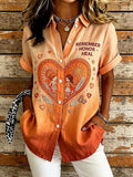 Women'S Orange Shirt With Daily Print T-Shirt