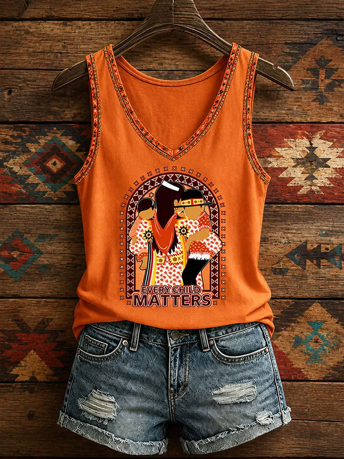 ❤️Buy 3 Get 20% Off❤️Women's Orange Shirt Day Print Casual Vest