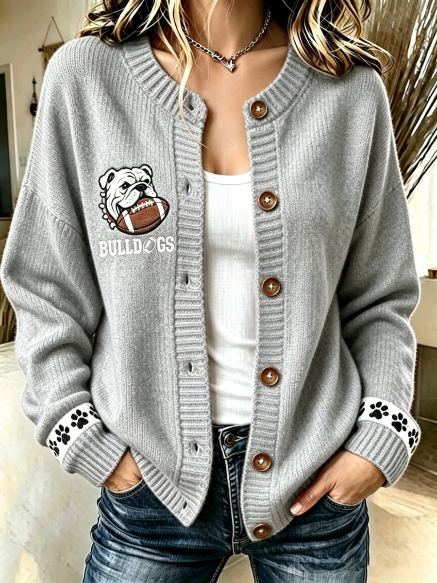 Women's Football Pattern Knitted Cardigan Top