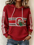 Women's Football Print Waffle Hooded Sweatshirt