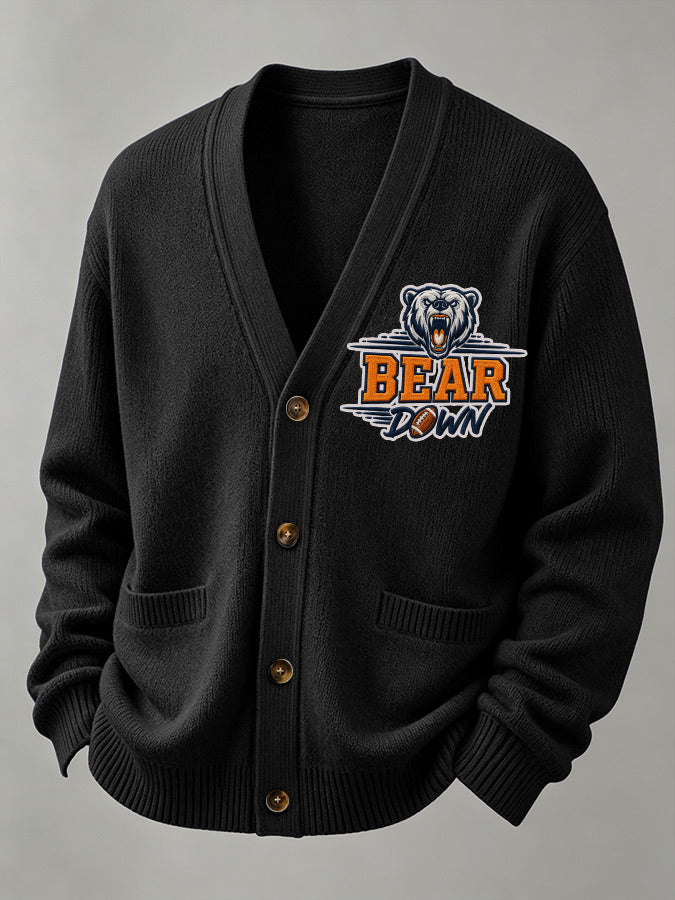Men'S Casual Rugby Printed Cardigan