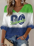 Women'S Football Print Waffle Top