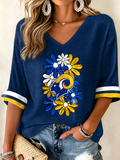 Women'S Football Print Waffle Top