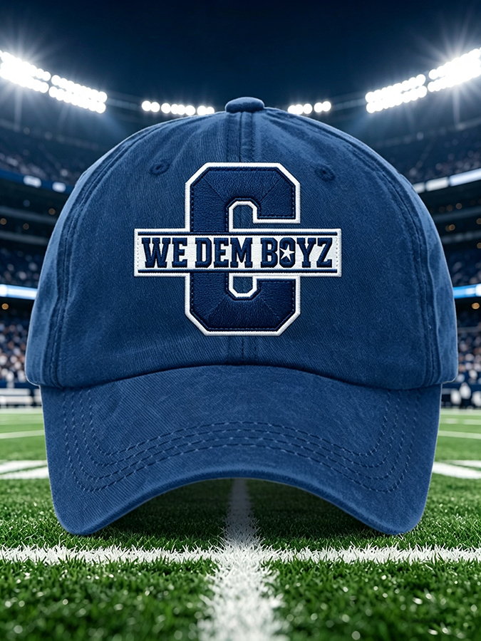 Unisex Football Print Washed Duckbill Cap