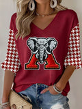Women'S Football Print Waffle  Top