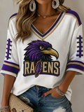 Women'S Football Print Waffle  Top