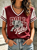 Women's Football Print V-Neck T-Shirt