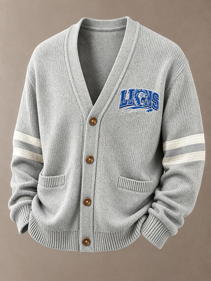 Men'S Casual Rugby Printed Cardigan