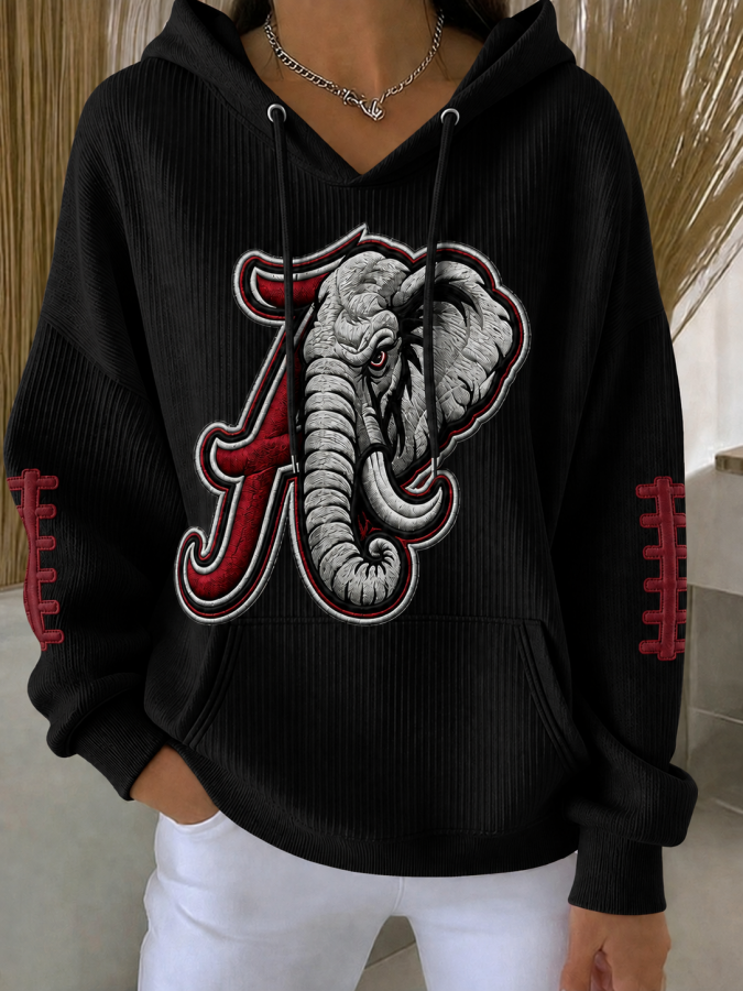 Women'S Football Printed Hooded Sweatshirt