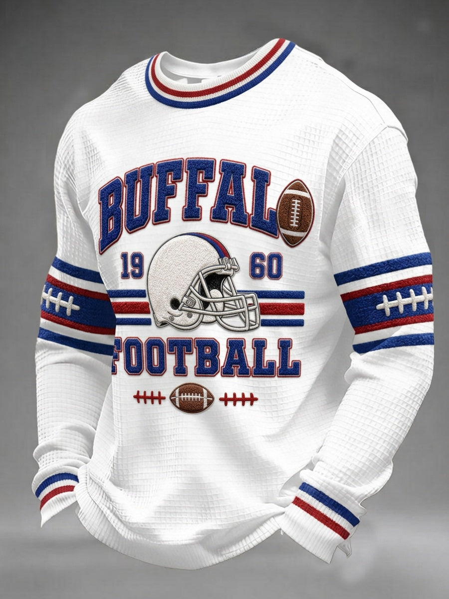 Men'S Football Printed Waffle Sweatshirt